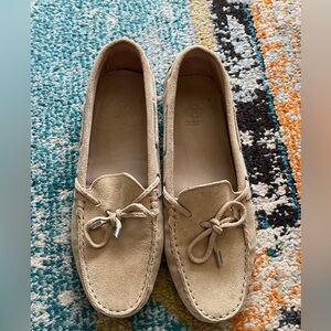 Women’s Beige Leather Suede Loafers